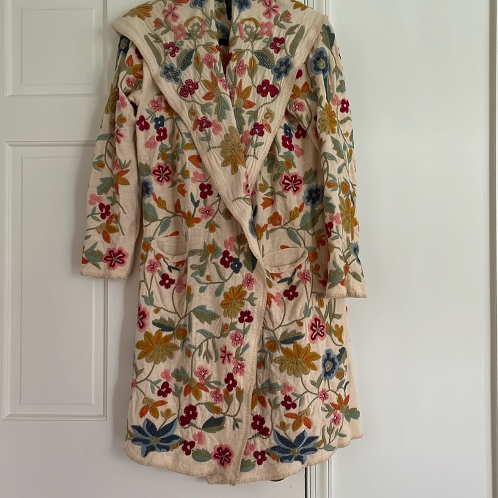 Johnny Was Floral Embroidered Coat - Multicolor